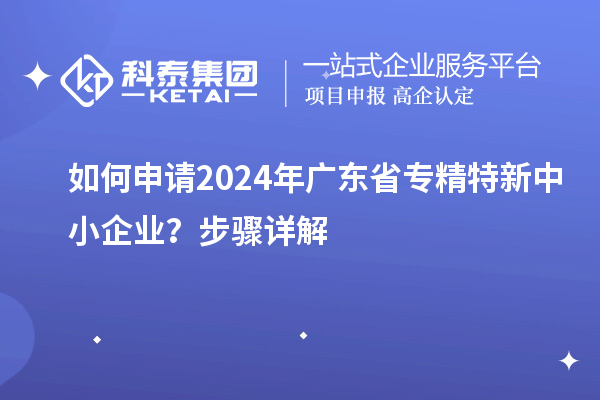 如何申請2024年廣東省專精特新中小企業(yè)？步驟詳解