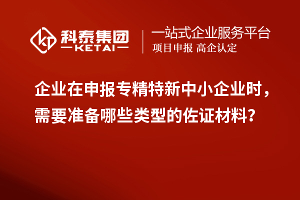 企業(yè)在申報專精特新中小企業(yè)時，需要準(zhǔn)備哪些類型的佐證材料？