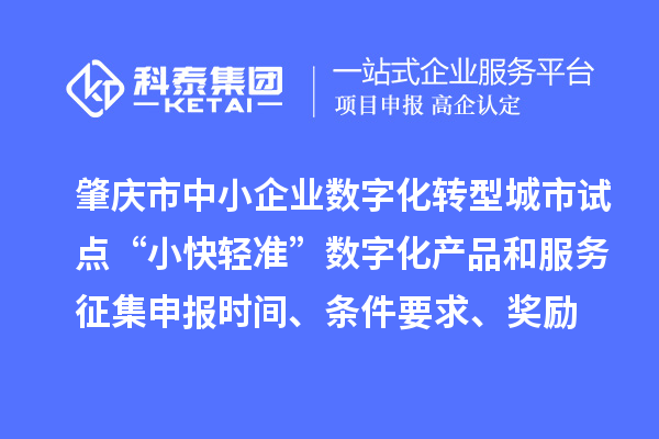 肇慶市省級(jí)中小企業(yè)數(shù)字化轉(zhuǎn)型城市試點(diǎn)“小快輕準(zhǔn)”數(shù)字化產(chǎn)品和服務(wù)征集申報(bào)時(shí)間、條件要求、扶持獎(jiǎng)勵(lì)