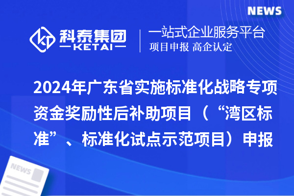 2024年廣東省實施標準化戰(zhàn)略專項資金獎勵性后補助項目（“灣區(qū)標準”、標準化試點示范項目）申報時間、條件要求