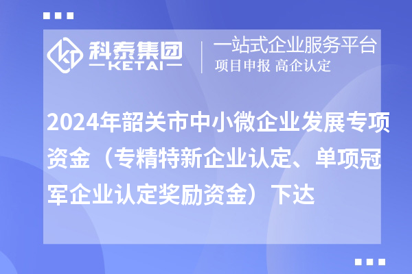 2024年韶關(guān)市中小微企業(yè)發(fā)展專項(xiàng)資金（專精特新企業(yè)認(rèn)定、單項(xiàng)冠軍企業(yè)認(rèn)定獎(jiǎng)勵(lì)資金）下達(dá)