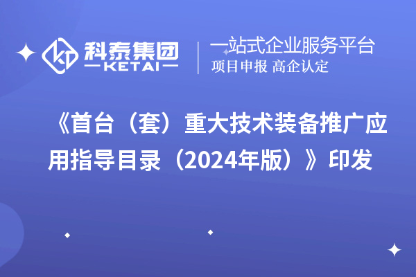 《首臺(tái)（套）重大技術(shù)裝備推廣應(yīng)用指導(dǎo)目錄（2024年版）》印發(fā)