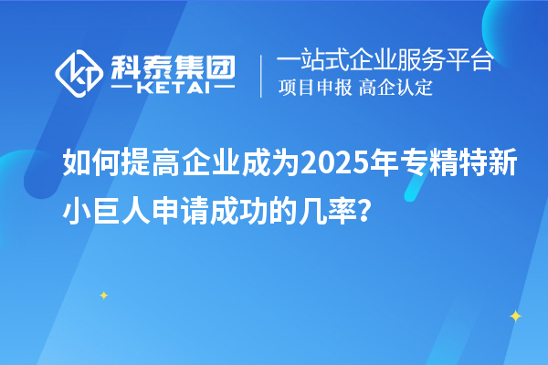 如何提高企業(yè)成為2025年專精特新小巨人申請成功的幾率？