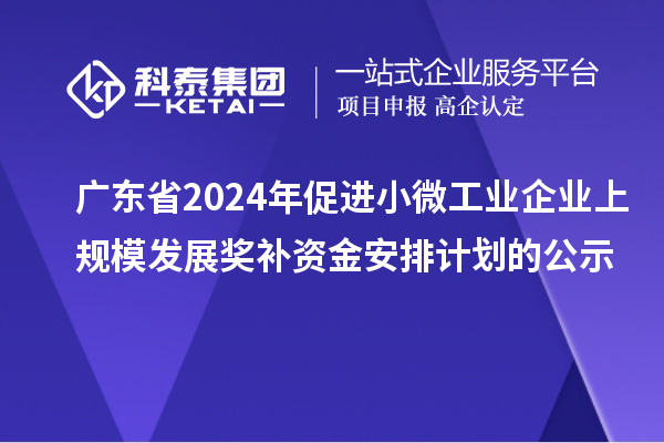 廣東省2024年促進(jìn)小微工業(yè)企業(yè)上規(guī)模發(fā)展獎(jiǎng)補(bǔ)資金安排計(jì)劃的公示