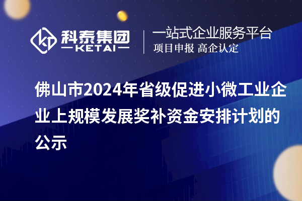 佛山市2024年省級(jí)促進(jìn)小微工業(yè)企業(yè)上規(guī)模發(fā)展獎(jiǎng)補(bǔ)資金安排計(jì)劃的公示