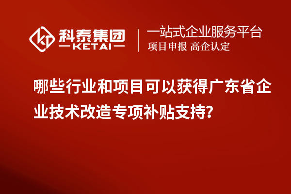 哪些行業(yè)和項目可以獲得廣東省企業(yè)技術(shù)改造專項補貼支持？