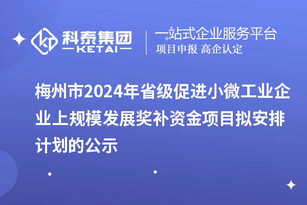 梅州市2024年省級(jí)促進(jìn)小微工業(yè)企業(yè)上規(guī)模發(fā)展獎(jiǎng)補(bǔ)資金項(xiàng)目擬安排計(jì)劃的公示