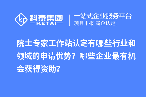 院士專家工作站認(rèn)定有哪些行業(yè)和領(lǐng)域的申請優(yōu)勢？哪些企業(yè)最有機(jī)會獲得資助？