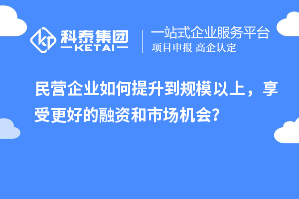 民營企業(yè)如何提升到規(guī)模以上，享受更好的融資和市場機會？