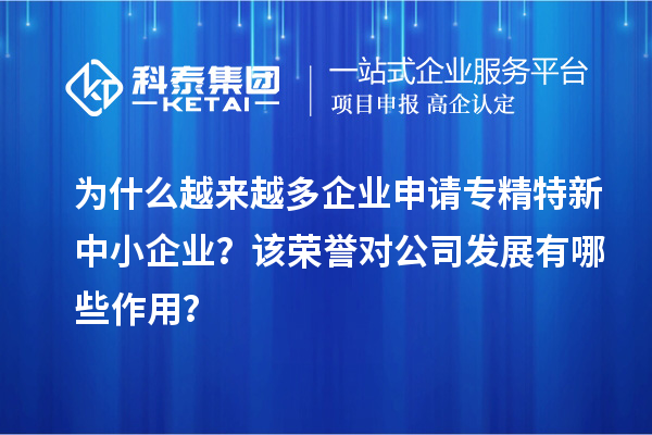 為什么越來越多企業(yè)申請專精特新中小企業(yè)？該榮譽(yù)對公司發(fā)展有哪些作用？