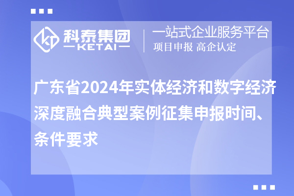 廣東省2024年實體經(jīng)濟和數(shù)字經(jīng)濟深度融合典型案例征集申報時間、條件要求