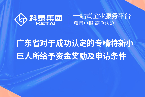 廣東省對于成功認定的專精特新小巨人所給予資金獎勵及申請條件