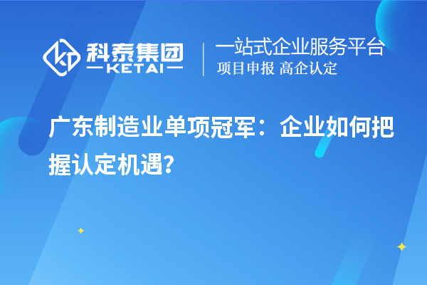 廣東制造業(yè)單項(xiàng)冠軍：企業(yè)如何把握認(rèn)定機(jī)遇？