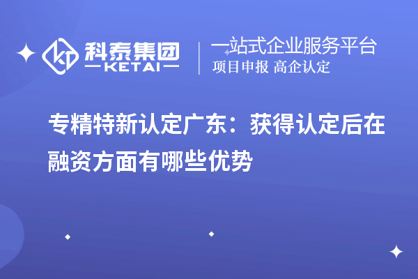 專精特新認定廣東：獲得認定后在融資方面有哪些優(yōu)勢