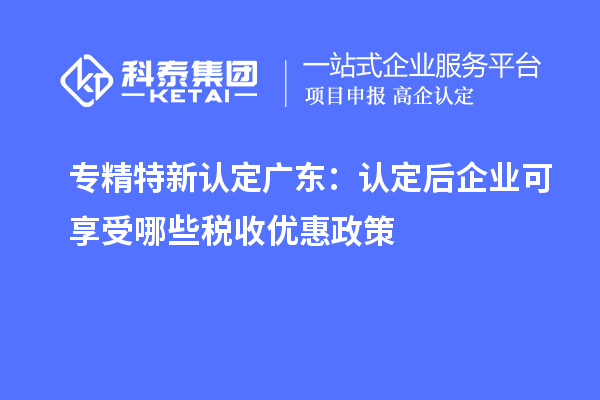 專精特新認定廣東：認定后企業(yè)可享受哪些稅收優(yōu)惠政策