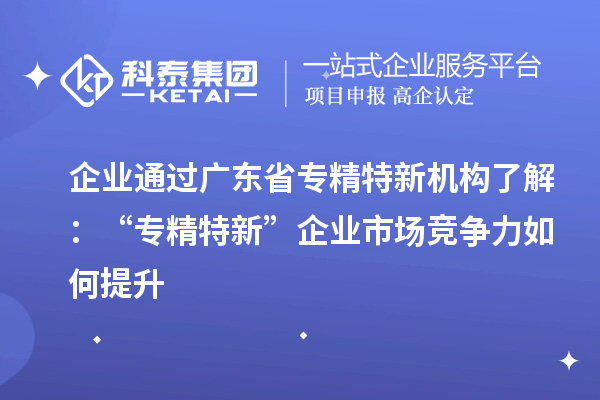 企業(yè)通過廣東省專精特新機構(gòu)了解：“專精特新” 企業(yè)市場競爭力如何提升