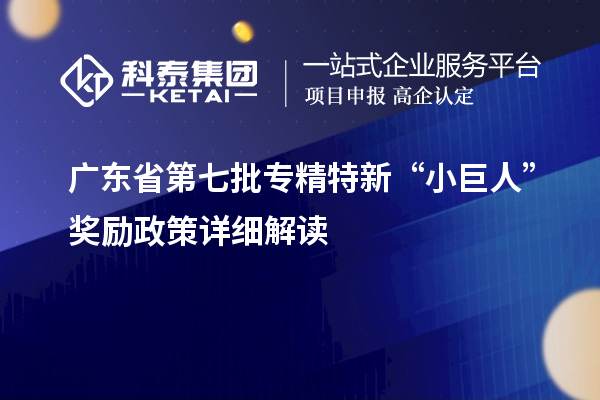 廣東省第七批專精特新“小巨人”獎勵政策詳細解讀