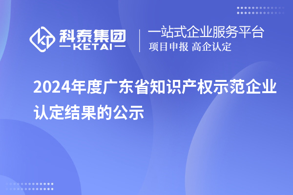 2024年度廣東省知識產權示范企業(yè)認定結果的公示