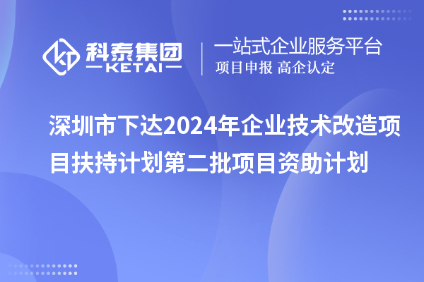 深圳市下達(dá)2024年企業(yè)技術(shù)改造項目扶持計劃第二批項目資助計劃