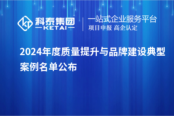 2024年度質量提升與品牌建設典型案例名單公布