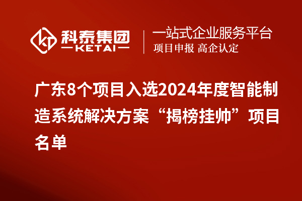 廣東8個(gè)項(xiàng)目入選2024年度智能制造系統(tǒng)解決方案“揭榜掛帥”項(xiàng)目名單