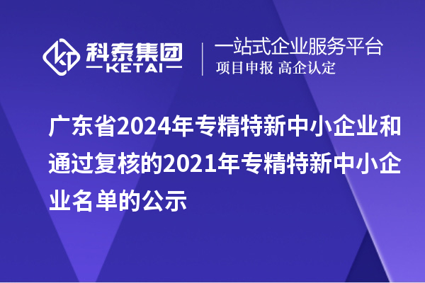 廣東省2024年專精特新中小企業(yè)和通過復(fù)核的2021年專精特新中小企業(yè)名單的公示