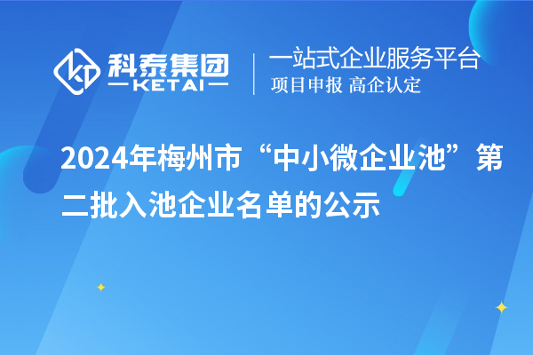 2024年梅州市“中小微企業(yè)池”第二批入池企業(yè)名單的公示