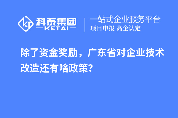 除了資金獎勵，廣東省對企業(yè)技術(shù)改造還有啥政策？