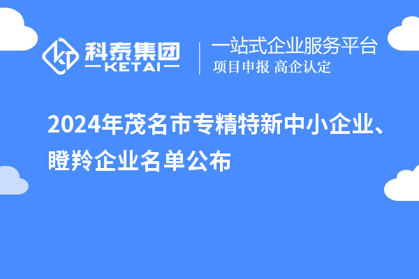 2024年茂名市專精特新中小企業(yè)、瞪羚企業(yè)名單公布