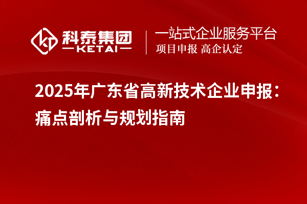 2025年廣東省高新技術企業(yè)申報：痛點剖析與規(guī)劃指南