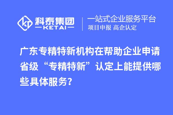 廣東專精特新機(jī)構(gòu)在幫助企業(yè)申請(qǐng)省級(jí) “專精特新” 認(rèn)定上能提供哪些具體服務(wù)？