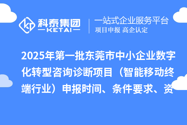 2025年第一批東莞市中小企業(yè)數(shù)字化轉(zhuǎn)型咨詢?cè)\斷項(xiàng)目（智能移動(dòng)終端行業(yè)）申報(bào)時(shí)間、條件要求、資助獎(jiǎng)勵(lì)