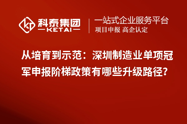 從培育到示范：深圳制造業(yè)單項冠軍申報階梯政策有哪些升級路徑？