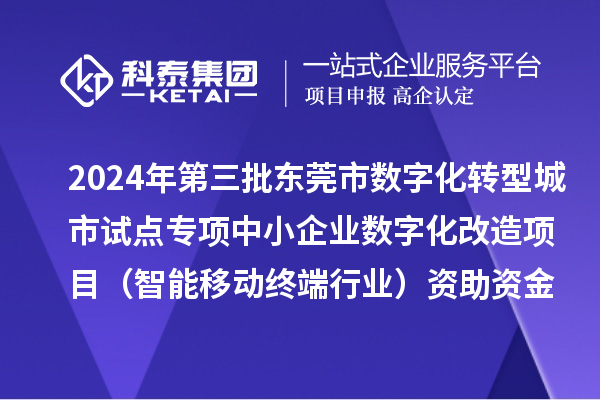 2024年第三批東莞市數(shù)字化轉(zhuǎn)型城市試點專項中小企業(yè)數(shù)字化改造項目（智能移動終端行業(yè)）資助資金撥付