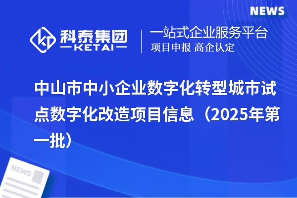 中山市中小企業(yè)數(shù)字化轉(zhuǎn)型城市試點數(shù)字化改造項目信息（2025年第一批）