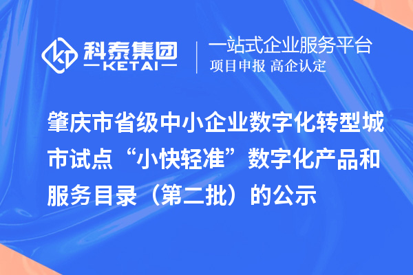 肇慶市省級中小企業(yè)數(shù)字化轉(zhuǎn)型城市試點(diǎn)“小快輕準(zhǔn)”數(shù)字化產(chǎn)品和服務(wù)目錄（第二批）的公示