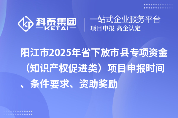 陽(yáng)江市2025年省下放市縣專項(xiàng)資金（知識(shí)產(chǎn)權(quán)促進(jìn)類）項(xiàng)目申報(bào)時(shí)間、條件要求、資助獎(jiǎng)勵(lì)